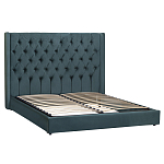 Кровать двуспальная зеленая с основанием из массива дерева с мягким изголовьем Velour Beds варинант исполнения - 1 | Loft Concept в Новосибирске