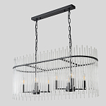 Люстра подвесная овальная со стеклянными прозрачными трубками и металлическим каркасом черного цвета Nembus варинант исполнения - 4 | Loft Concept в Новосибирске