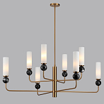 Люстра на штанге с 8-ю цилиндрическими матовыми плафонами и шарами из камня Orb Essence варинант исполнения - 6 | Loft Concept в Новосибирске