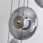 Люстра каскадная с 5-ю круглыми стеклянными плафонами дымчатого цвета и черными деталями Orbit Serenade варинант исполнения - 2 | Loft Concept в Новосибирске