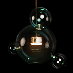 Подвесной светильник с прозрачными бирюзовыми стеклянными шарами и золотыми деталями Диаметр 43 Giopato & Coombes варинант исполнения - 6 | Loft Concept в Новосибирске