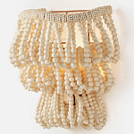 Настенный светильник с подвесками из деревянных бусин молочного цвета Wooden Beads Wall Lamp варинант исполнения - 3 | Loft Concept в Новосибирске