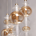 Люстра с плафонами из прозрачного и янтарного стекла в виде шаров и ромбов Gabriel Scott Luna варинант исполнения - 7 | Loft Concept в Новосибирске