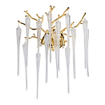 Бра золотого цвета с разветвленными ветвями и длинными прозрачными подвесками в форме стеклянных сосулек Droplet Chandelier варинант исполнения - 1 | Loft Concept в Новосибирске