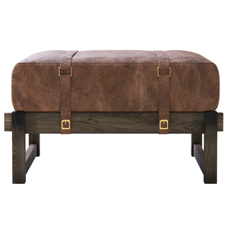 Пуф Duncan винтажная коричневая кожа  Коричневый винтаж в Новосибирске | Loft Concept 