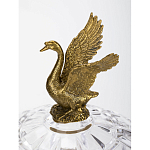 Конфетница из прозрачного рельефного стекла с ручками в виде стрекоз и фигуркой лебедя Eden Garden варинант исполнения - 3 | Loft Concept в Новосибирске