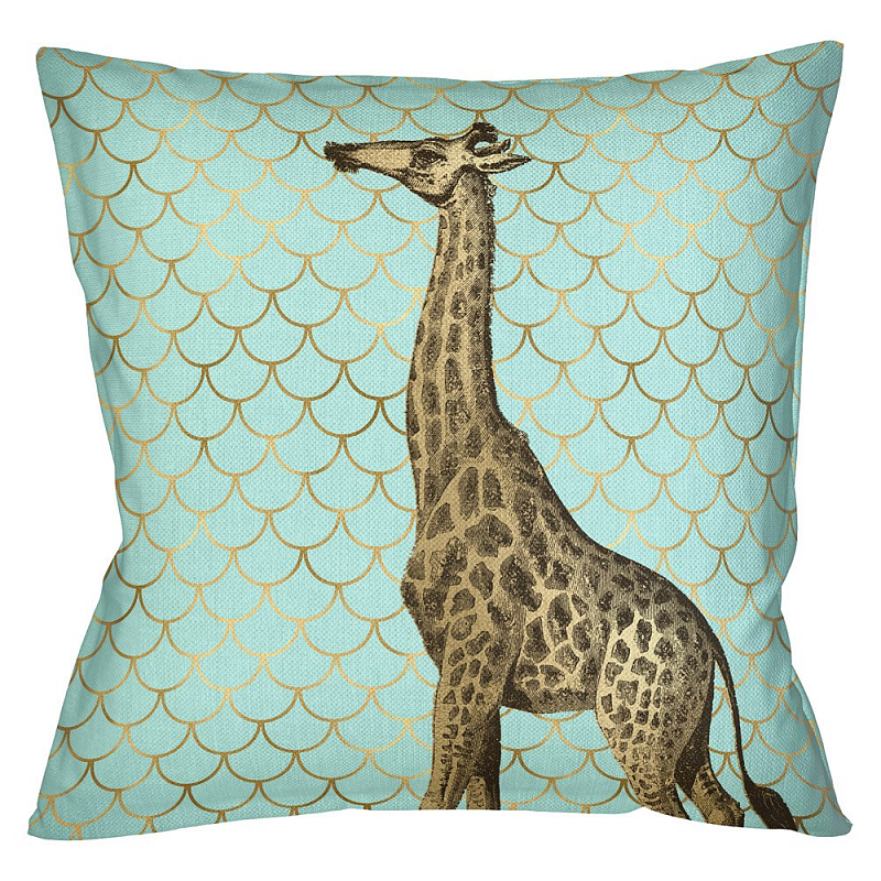 Подушка Safari light blue giraffe Бирюзовый Глянцевое золото Подушка Safari light blue giraffe Бирюзовый Глянцевое золото в Новосибирске | Loft Concept