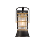 Настенный фонарь цилиндрической формы с рифленым стеклом в золотом каркасе на черном прямоугольном основании Eurofase варинант исполнения - 12 | Loft Concept в Новосибирске