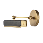 Светильник для картин цвет винтажная латунь с прямоугольным плафоном из кожи черного цвета Alora варинант исполнения - 2 | Loft Concept в Новосибирске