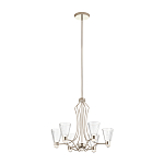 Люстра цвета никель с 6-ю рифлеными стеклянными плафонами и изогнутым каркасом Kichler варинант исполнения - 2 | Loft Concept в Новосибирске