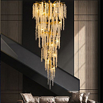 Люстра многоярусная с каркасом из металла и прозрачными подвесками FAIRYTREE Light варинант исполнения - 3 | Loft Concept в Новосибирске