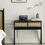 Дизайнерский письменный стол матово-чёрного цвета с 2-мя плетеными ящиками Glade Desk варинант исполнения - 2 | Loft Concept в Новосибирске