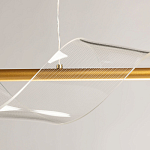 Люстра линейная золотистого цвета с двумя прозрачными волнистыми элементами Wave Line варинант исполнения - 9 | Loft Concept в Новосибирске