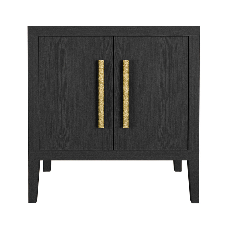 Тумбочка Primo с дверцами шпон Черный дуб Черный Золотой в Новосибирске | Loft Concept 