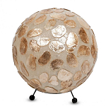 Настольная лампа из перламутра на металлическом каркасе Indonesian Circle варинант исполнения - 3 | Loft Concept в Новосибирске