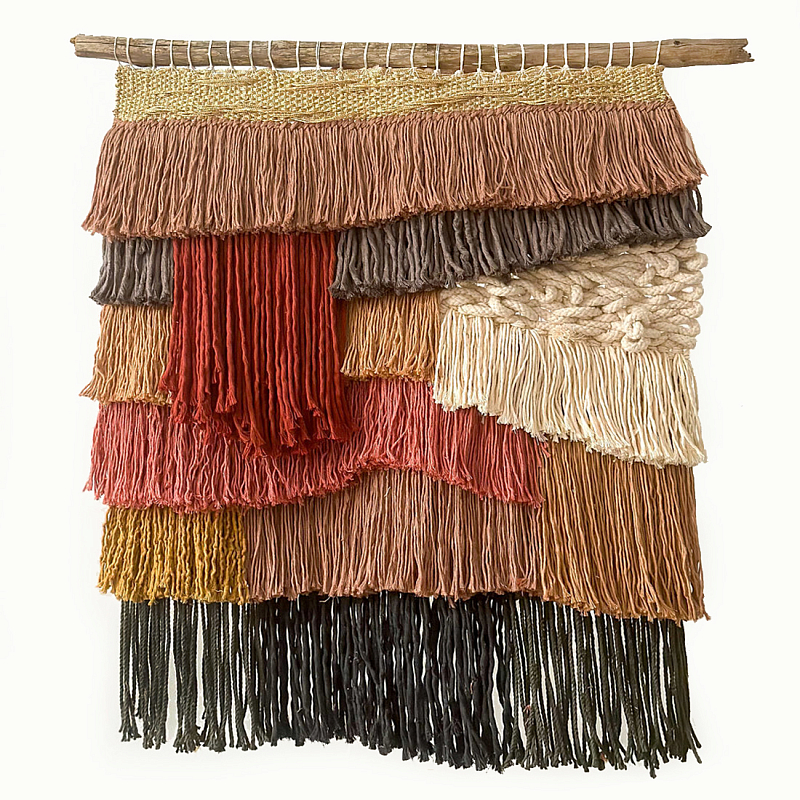 Текстильное Панно с бахромой Бежевый Терракотовый в Новосибирске | Loft Concept 