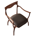 Стул деревянный с мягким сиденьем из коричневой натуральной кожи Moon Walnut Furniture варинант исполнения - 13 | Loft Concept в Новосибирске