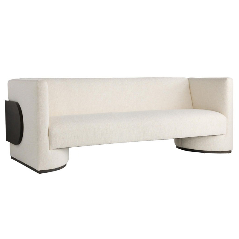 Трехместный диван Florida Sofa с элегантным деревянным декором Белый Черный Трехместный диван Florida Sofa с элегантным деревянным декором Белый Черный в Новосибирске | Loft Concept