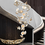 Люстра каскадная из белых цветов каллы и птичек Refined Taste of Light варинант исполнения - 2 | Loft Concept в Новосибирске