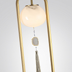 Торшер с шарообразным плафоном из белого стекла с подвеской из камня и длинной кисточкой Agatelle варинант исполнения - 4 | Loft Concept в Новосибирске