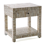 Тумбочка прикроватная Vancouver Bone Inlay Bedside Beige варинант исполнения - 1 | Loft Concept в Новосибирске