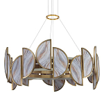 Люстра круглая с полукруглыми плафонами из искусственного алебастра в бронзовой оправе Marbella варинант исполнения - 1 | Loft Concept в Новосибирске