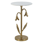 Столик с золотистым основанием в виде цветка и круглой мраморной столешницей Golden Snowdrop варинант исполнения - 1 | Loft Concept в Новосибирске