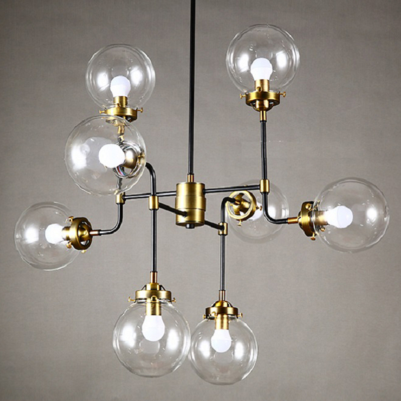 Люстра Бистро Globe Clear Glass Chandelier 8 Черный в Новосибирске | Loft Concept 