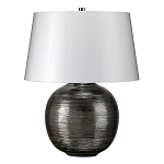 Настольная лампа с круглым фарфоровым основанием ручной работы с покрытием глазурью и белым абажуром из искусственного шелка Elstead Lighting варинант исполнения - 1 | Loft Concept в Новосибирске