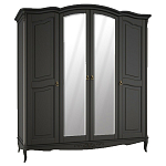 Шкаф черный четырехдверный из массива бука с зеркалами Black Provence варинант исполнения - 1 | Loft Concept в Новосибирске