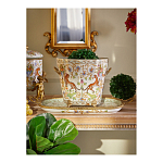 Кашпо с растительным и животным орнаментом на бронзовых ножках Turquoise Blooming Garden варинант исполнения - 5 | Loft Concept в Новосибирске