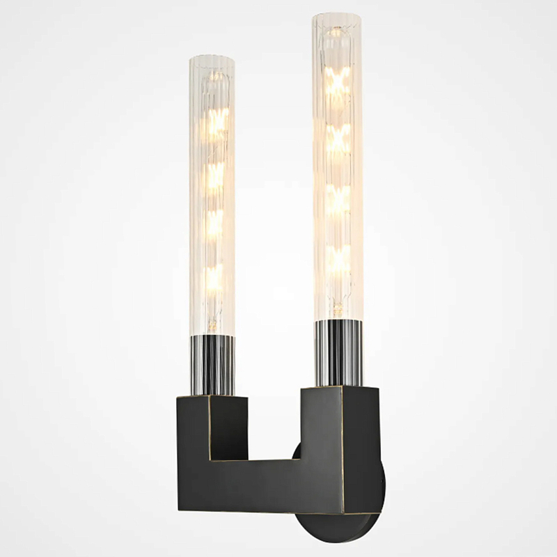 Бра CANNELLE wall lamp DOUBLE Sconces Black Черный Прозрачное Стекло в Новосибирске | Loft Concept 