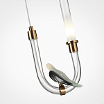 Подвесной светильник с декоративной фигуркой птицы на прозрачной изогнутой трубке Ganthea варинант исполнения - 5 | Loft Concept в Новосибирске