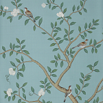 Обои ручная роспись Gustavian Garden Special Colourway on Duck Egg dyed silk варинант исполнения - 1 | Loft Concept в Новосибирске