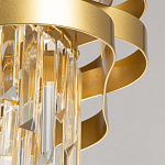 Люстра цвета матового золота с металлическими лентами и длинными прозрачными подвесками Gilded Waves варинант исполнения - 9 | Loft Concept в Новосибирске