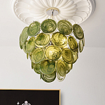 Люстра из зеленых стеклянных дисков с перламутровым эффектом Green Glowing Glaze варинант исполнения - 4 | Loft Concept в Новосибирске