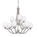 Люстра двухъярусная с белыми матовыми стеклянными плафонами в форме винных бокалов Feiss варинант исполнения - 1 | Loft Concept в Новосибирске