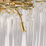 Люстра золотого цвета с декоративными ветками и длинными прозрачными стеклянными подвесами в форме сосулек Droplet Chandelier варинант исполнения - 9 | Loft Concept в Новосибирске
