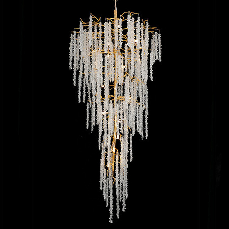Люстра многоярусная с каркасом из металла и прозрачными подвесками FAIRYTREE Light Золотой Прозрачный Люстра многоярусная с каркасом из металла и прозрачными подвесками FAIRYTREE Light Золотой Прозрачный в Новосибирске | Loft Concept