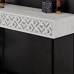 Консоль напольная пыльного белого цвета с выдвижным ящиком с резным орнаментом HEATON CONSOLE OAK варинант исполнения - 4 | Loft Concept в Новосибирске