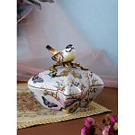 Шкатулка фиолетового цвета с рисунком бабочек и крышкой с фигуркой птицы на ветке Eden Garden варинант исполнения - 7 | Loft Concept в Новосибирске