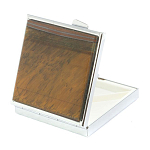 Таблетница карманная квадратная с 4-мя отделениями с зеркалом и накладкой из натурального камня Тигровый глаз Silver Stone Pillboxes варинант исполнения - 2 | Loft Concept в Новосибирске