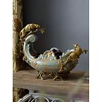 Чаша голубого цвета с оранментом и и бронзовыми фигурами леопардов Eden Garden варинант исполнения - 6 | Loft Concept в Новосибирске