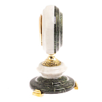 Часы настольные бронзовые из натуральных камней Мрамор и Змеевик Stone Clock варинант исполнения - 9 | Loft Concept в Новосибирске