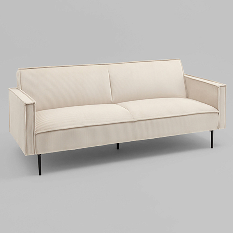 Диван современный вельветовый прямой Worcester Молочный Молочный Черный в Новосибирске | Loft Concept 