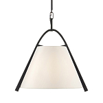 Подвесной светильник в форме конуса с белым тканевым абажуром и чёрным каркасом Stylish Solution варинант исполнения - 1 | Loft Concept в Новосибирске