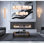 Люстра с 2-мя кольцами с текстурным природным рисунком IceFlame варинант исполнения - 6 | Loft Concept в Новосибирске